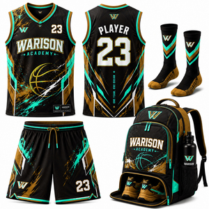 Warison Industries Customized Basketball Uniform Kit Plus Size Sleeveless Sportswear Basketball Uniform Set With Socks And Bag - Product Image 4