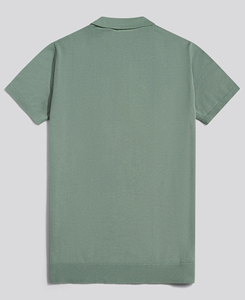 2026 Custom Made Men's Knitted Short Sleeve Polo Shirt Solid Color Casual Zipper Design Regular Fit <b>Green</b> Cheap Price Low MOQ - Product Image 2