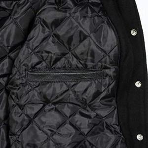 <b>Men's</b> Black <b>Suede</b> Varsity <b>Jacket</b> Turn-down Collar Regular Fit Single Breasted Solid Color Autumn Wear - Product Image 6
