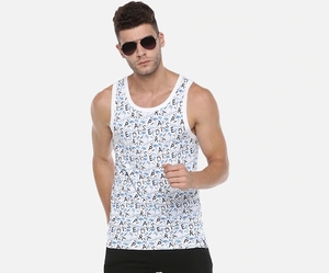 Camiseta sin mangas con estampado de letras para hombre, cuello redondo, informal, transpirable, de punto de algodón - Product Image 5