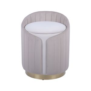Pouf bicolore color tortora con contenitore o sgabello da toeletta per l'arredamento della casa - Product Image 2