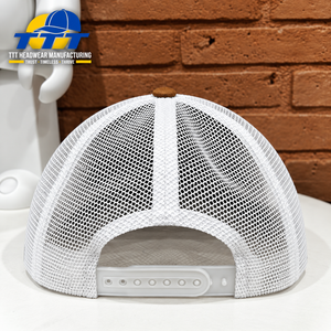 Gorra Trucker Personalizada de 6 Paneles, Malla Marrón y Blanca, Logotipo Bordado, Cierre a Presión, Fabricante Vietnamita, OEM, ODM, Venta al Por Mayor, Fábrica de Gorras de Béisbol - Product Image 5
