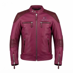 Men's Premium <b>Maroon</b> Leather Jacket Genuine Real Leather Biker Motorcycle <b>Coat</b> Stylish Slim Fit Fashion Jacket Durable Winter - Product Image 5