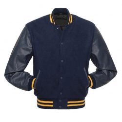 <b>Men</b> Varsity Letterman Baseball Orange Wool And Pure Black <b>Leather</b> Sleeves Casual <b>Jacket</b> - Product Image 3