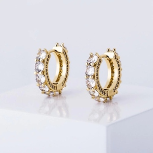 Élégantes boucles d'oreilles pour femmes avec diamants de laboratoire, en argent/or/or rose, style tendance, brillance éclatante, plaqué or rose, certifiées IGI - Product Image 3