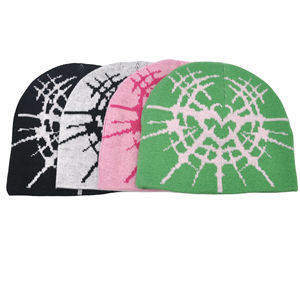 Custom Logo Streetwear Y2K Beanie Gothic Cross Knitted <b>Hat</b> Unisex Jacquard <b>Wool</b> Blend Breathable Waterproof Winter Beanie <b>Men</b> - Product Image 2