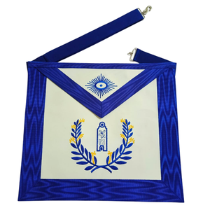 Elegant Masonic Blue Lodge Apron for Freemasons Embroidered Officer Regalia with Adjustable Waist Belt - Product Image 1
