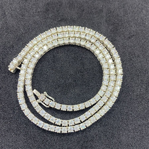 Luxury Geometric <b>Statement</b> <b>Necklace</b> 925 Silver Gold Plated Baguette Cut Diamond Link Chain Unisex Party Jewelry - Product Image 1