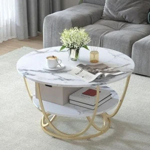 Mesa de Centro de Mármol Natural con Encimera de Resina Ecológica para Uso en Hoteles y Tocadores, Diseño Rústico, Piedra Natural - Product Image 1