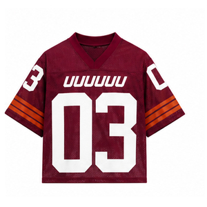 Maillot de football unisexe de haute qualité à col mandarin imprimé en mesh, manches courtes, numéro personnalisé 03, respirant, 100% polyester, pour équipe - Product Image 4