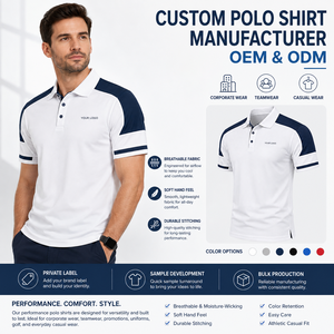 Men's White <b>Navy</b> Solid for <b>Shirt</b> Short Sleeve Knitted 100% Cotton Breathable Casual Front Logo Customizable OEM - Product Image 4