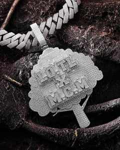 จี้เพชรโมอิสซาไนต์แบบกำหนดเองได้ ผ่านการทดสอบเพชร  ตัวอักษร VVS  จี้ห้อยคอผู้ชายสไตล์ฮิปฮอป เงินแท้ 925 ประดับเพชร - Product Image 3