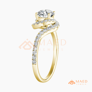 Bague de fiançailles en or avec halo de moissanite taille ronde pour femme, bijou élégant et tendance pour mariage et anniversaire - Product Image 6