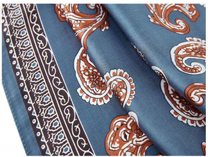 Wholesale In-Stock Custom Plaid Printed <b>Black</b> Cotton Silk Ethnic Bandana <b>Scarf</b> with Embroidery Breathable Unisex - Product Image 2