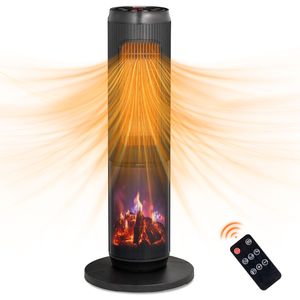 Calentador Eléctrico Portátil de 25 Pulgadas con Termostato, 1500W, Tipo Torre, Llama 3D, Oscilación de 60°, Temporizador, Control Remoto, Cobertura de 60 Pulgadas - Product Image 4