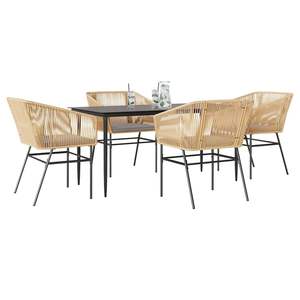 Conjunto de Comedor de Jardín de 4 Plazas en Ratán Sintético Negro con Fundas Extraíbles - Product Image 1
