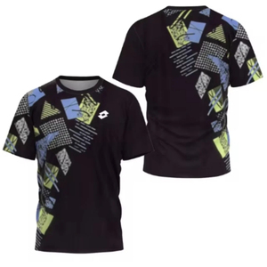 เสื้อยืดเทนนิสคอกลมแขนสั้นสีเขียวมะนาวแบบยูนิเซ็กซ์ ระบายเหงื่อได้ดี พิมพ์ลายแบบซับลิเมชั่น โพลีเอสเตอร์ 100% ทรงแอธเลติก สกรีนชื่อทีมได้ - Product Image 2