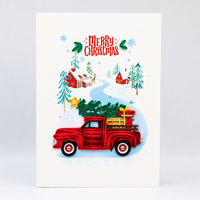 Kartu Quilling Grosir Desain Truk Natal Membawa Pohon Pinus Kartu Kertas Natal Noel Kustom Kartu Ucapan Mewah Buatan Tangan