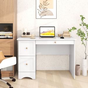 Wooden Computer Desk <b>Workstation</b> with 3 Drawers for Home and Office Makeup Vanities - Product Image 2