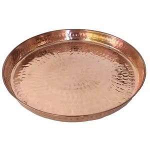 Plateau de service en cuivre personnalisé, fait main, en métal, pour la présentation des aliments, vaisselle décorative pour restaurant, hôtel, cuisine, salle à manger, maison - Product Image 3
