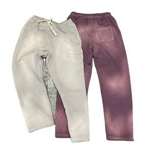 2025 pantalones de chándal de gran tamaño personalizados para hombres, estilo informal de algodón de rizo francés de peso pesado, nuevo diseño lavado con ácido - Product Image 1