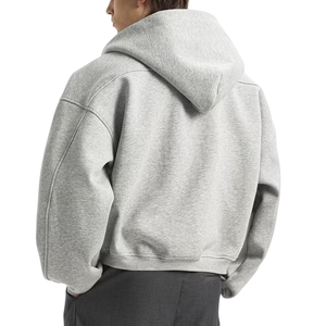 Sweat à capuche zippé unisexe en molleton de coton de luxe, style streetwear, coupe ample et oversize, coupe carrée et courte, grammage lourd, uni - Product Image 2