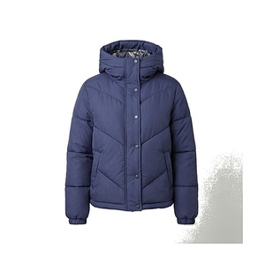 Hooded Quilted Waterproof <b>Bubble</b> Jacket Black Full Sleeve Winter Windproof Cotton Shell Knitted Fabric Polyester Filling Stand - Product Image 1