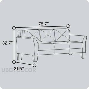 Solira Sofá con Respaldo Tufted de Diamante de 3 Plazas Personalizable Sofá Tapizado para Sala de Estar - Product Image 1