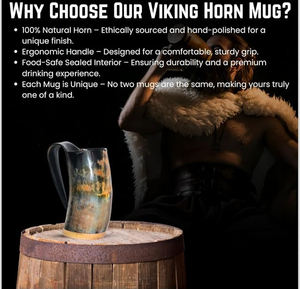Jarra Vikinga de Cuerno de Búfalo Real con Diseño de Ángel y Animales, Hecha a Mano, Ecológica, Decoración para el Hogar, para Cerveza, Tamaño Personalizable, FAIZA CRAFT - Product Image 5