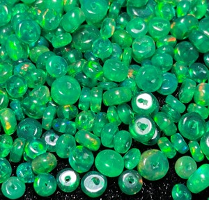 Perles d'opale verte naturelle éthiopienne, forme ronde, lisses, traitées par fumigation, 3-5 mm, pour bijoux - Product Image 2