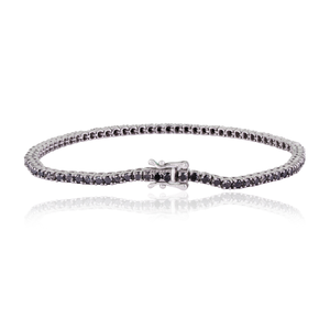 Bracelet tennis minimaliste en argent sterling 925 avec diamant noir naturel rond de 2,87 carats, bijoux fins pour femmes - Product Image 3