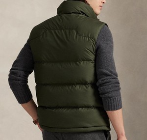 Blouson matelassé en toile vert olive pour homme, col rabattable, fermeture éclair, coupe-vent, décontracté, automne, coupe régulière, couleur unie sur le devant - Product Image 4