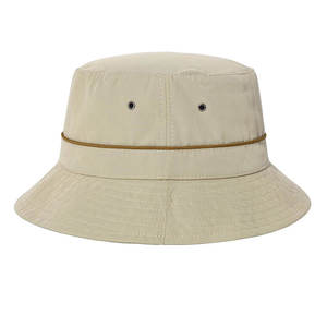 Chapeau Bob Unisexe Beige en Toile de Coton Couleur Unie Décontracté Printemps-Été pour la Plage avec Oeillets de Ventilation - Product Image 1