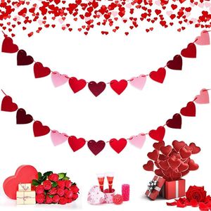Ghirlanda di 48 Cuori Rossi e Rosa, Decorazioni per Matrimoni e Anniversari, Striscioni in Feltro per Caminetto, San Valentino - Product Image 5