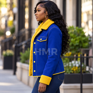 Veste d'hiver de haute qualité HMR Sisterhood Sorority, en simili cuir, doublure en sherpa, col en fourrure, manteau chaud - Product Image 4