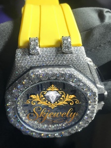 Reloj de Cuarzo con Moissanita para Hombre, Caja de Acero Inoxidable, Esfera de Cristal de Zafiro, Resistente al Agua 10 Bar, Estilo Hip Hop de Lujo con Diamantes - Product Image 4