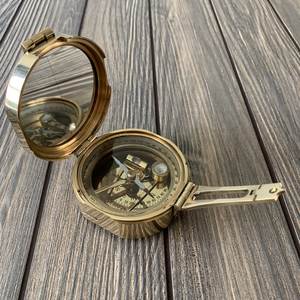 Traditional Marine Brass <b>Compass</b> in Vintage Finish Handcrafted Navigation Device with Protective Leather Storage Case - Product Image 5