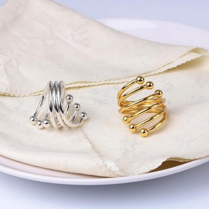 Porte-serviettes en spirale perlé, design à six perles, décoration de table décorative pour dîner, mariage, hôtel, banquet, vente en gros - Product Image 5