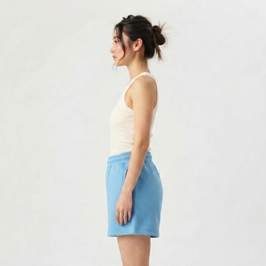 Shorts de sport amples pour femme en molleton de coton, taille mi-haute avec cordon de serrage, décontractés, coupe régulière, écologiques, respirants, pour la course - Product Image 3
