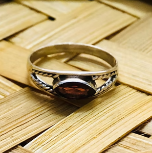 2.0 Grams Garnet Gemstone <b>Silver</b> <b>Statement</b> <b>Ring</b> Geometric Design 925 Sterling <b>Silver</b> Boho Jewelry Everyday Wear - Product Image 3