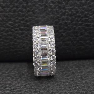 Anillo de banda Baguette de plata de ley 925 con moissanita VVS, anillo de boda con diamantes, estilo Hip Hop, joyería de lujo unisex, regalo - Product Image 2