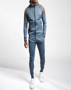 Conjunto Deportivo de Dos Piezas para Hombre, Sudadera con Capucha y Pantalones de Chándal, Corte Ajustado, Estilo Raglán, con Logotipo Personalizado, Bloques de Color, Transpirable, para Gimnasio y Deportes - Product Image 6