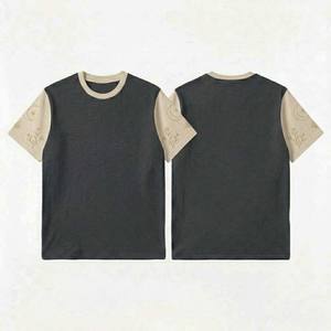 T-shirt uni à coupe ample pour homme, manches courtes, en coton épais, couleur unie, tee-shirt vierge pour la mode européenne et américaine, hauts pour hommes - Product Image 3