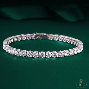 Bracelet tennis de luxe en or massif 9K 10K 14K 18K avec diamants de laboratoire taille émeraude, bijoux de mariage pour femme - Product Image 4