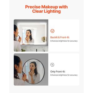 Specchio LED da Bagno 36x48 Pollici Antiappannamento con Luci di Memoria, Retroilluminazione e Design a Gradini, Specchio LED da Bagno 48 Pollici - Product Image 3