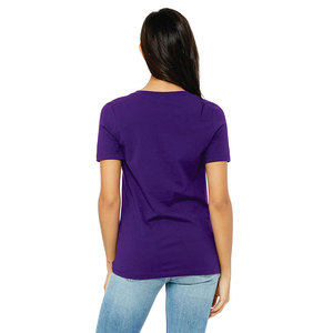 Camiseta de Cuello en V para Mujer, Directo de Fábrica, Ligera, de Algodón Jersey, Corte Ajustado, Informal, Personalizable con Marca, OEM, Venta al Por Mayor - Product Image 2