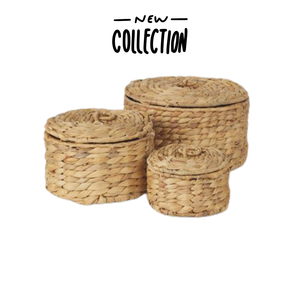 Boîte tissée en jacinthe d'eau naturelle avec couvercle pour l'organisation de la maison - Product Image 6