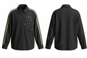 Camisas de Vestir para Hombre, a la Moda, Elegantes, de Manga Larga, con Rayas y Botones Decorativos en la Parte Delantera, Se Aceptan Etiquetas Privadas, Camisas de Vestir Personalizadas - Product Image 4