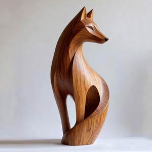 Escultura de zorro de madera hecha a mano, personalizada y de estilo antiguo, figura de animal, decoración moderna para mesa, para el hogar, hotel, villa, entrada, regalo de inauguración. - Product Image 1