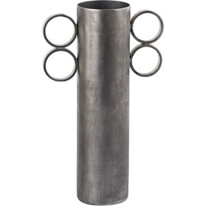 Jarrón de Metal Nórdico Creativo, Hecho a Mano, Texturizado, Plateado, Centro de Mesa - Jarrón Floral Tubular Minimalista de Lujo para Eventos de Boda - Product Image 1